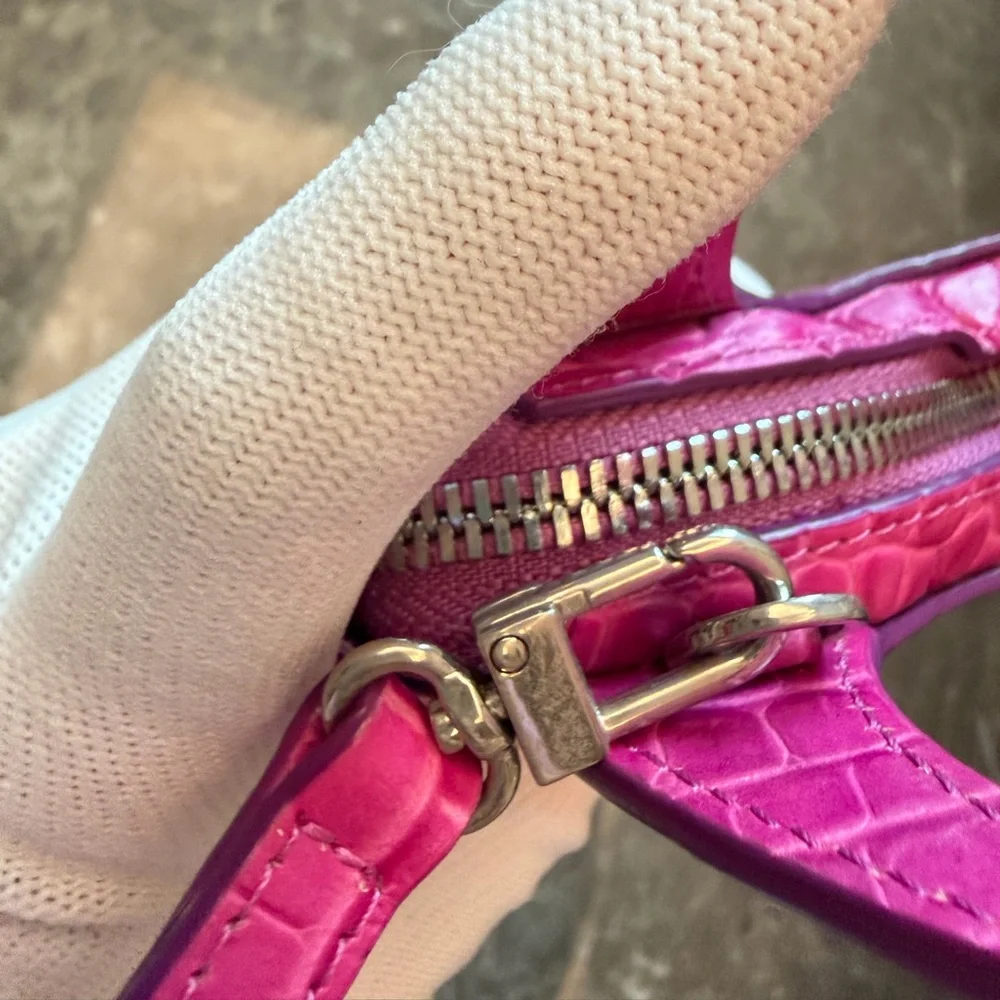 Coperni Fuchsia Croc-Embossed Mini Crossbody Bag